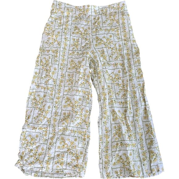 Joie 100% Linen Wide Leg Ankle Pants Ivory Floral Size XL - Picture 4 of 7